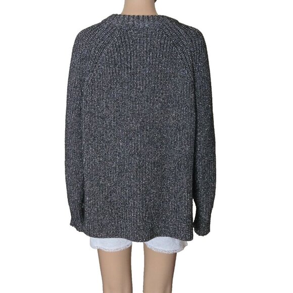 Calvin Klein Jeans crewneck women's shimmer gray Sweater chunky hi low size M - Picture 4 of 5